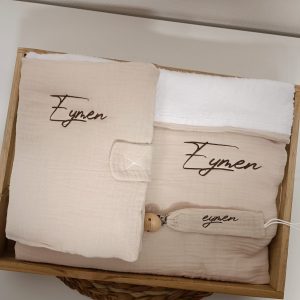 Mon Coffret 3 pièces en polaire & gaz de coton : mon Nid Douillet